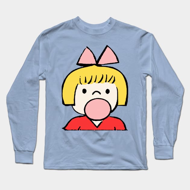 Cute Retro Bubblegum Girl Design Long Sleeve T-Shirt by DankFutura